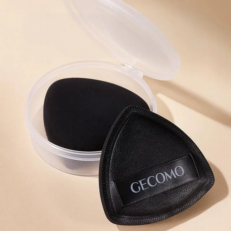 مثلث نفخة البودرة مع صندوق تخزين ماكياج نفخة الجافة والرطبة ذات الاستخدام المزدوج حلوى القطن وسادة التجميل وسادة هوائية أداة الجمال