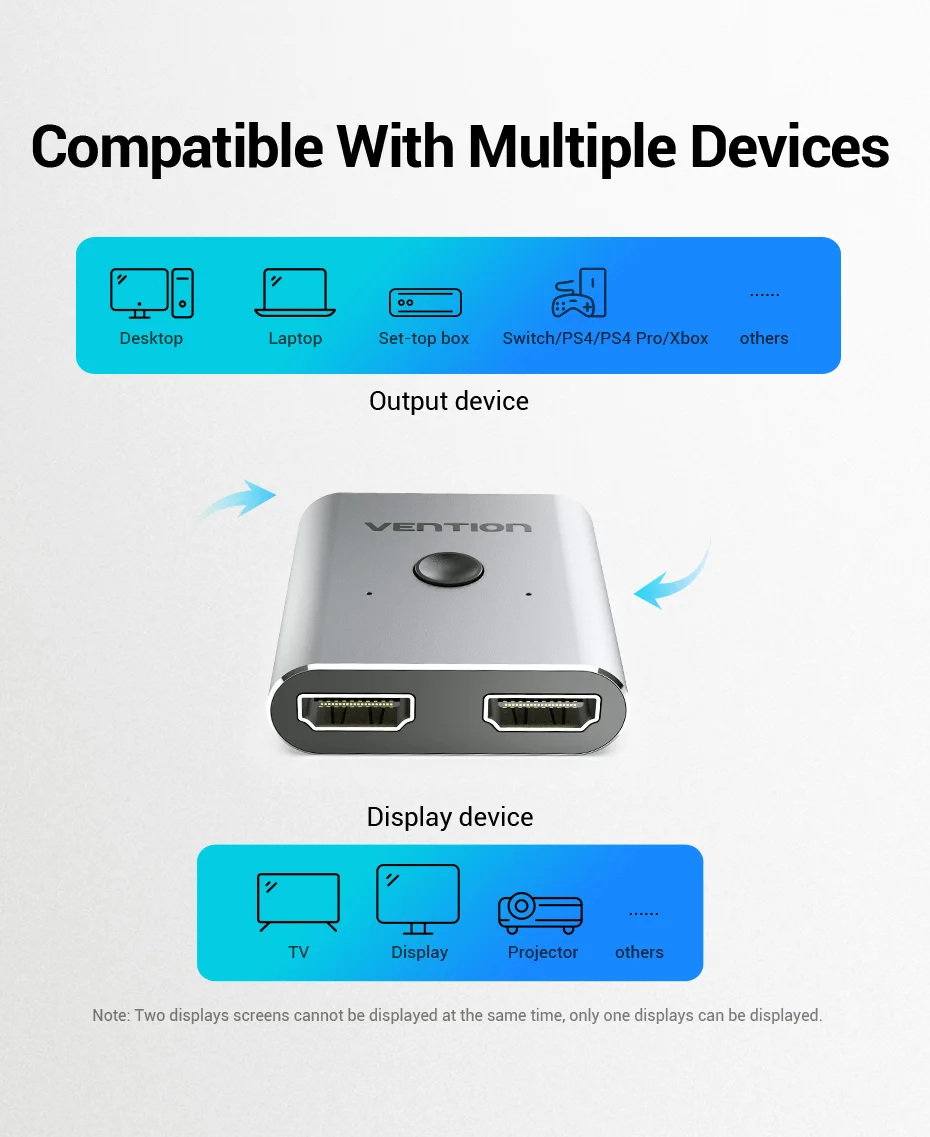 Vention HDMI Switcher 4K 60Hz Bi-Direction 2.0 HDMI Switch 1x2/2x1 Adapter für PS4/5 Xiaomi TV Box 8K HDMI 2.1 Splitter – Detail 3