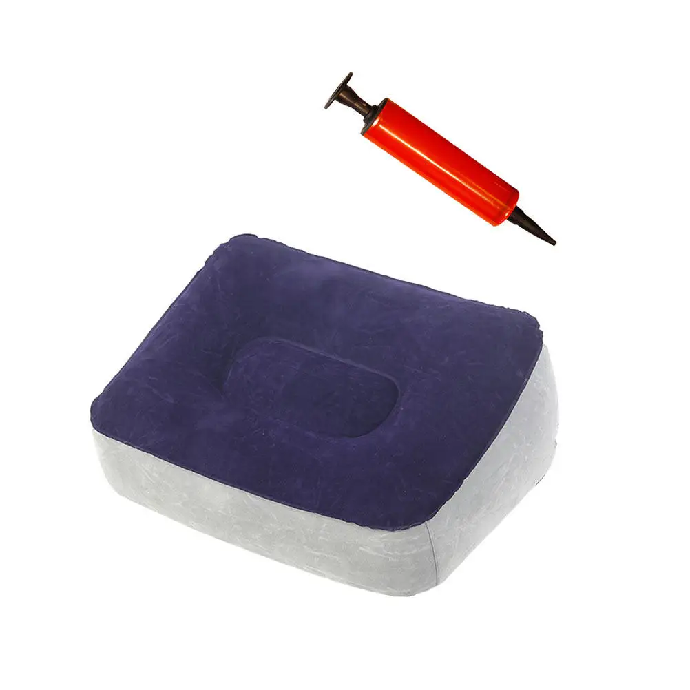 Inflatable Foot Stool Portable Travel Footrest Pad for Long Sitting Health Support Leg Elevation PVC Skin-Friendly Flocking