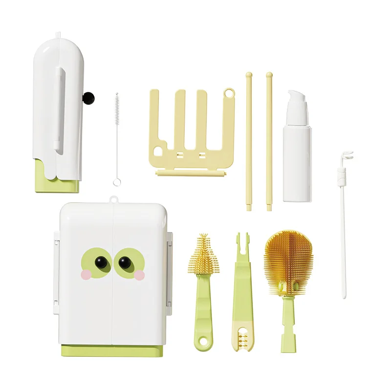 Juego de cepillos para botellas portátiles, cepillo de limpieza multifuncional, cepillo para tazas, cepillo de silicona, nuevo almacenamiento de cepillos de limpieza para bebés