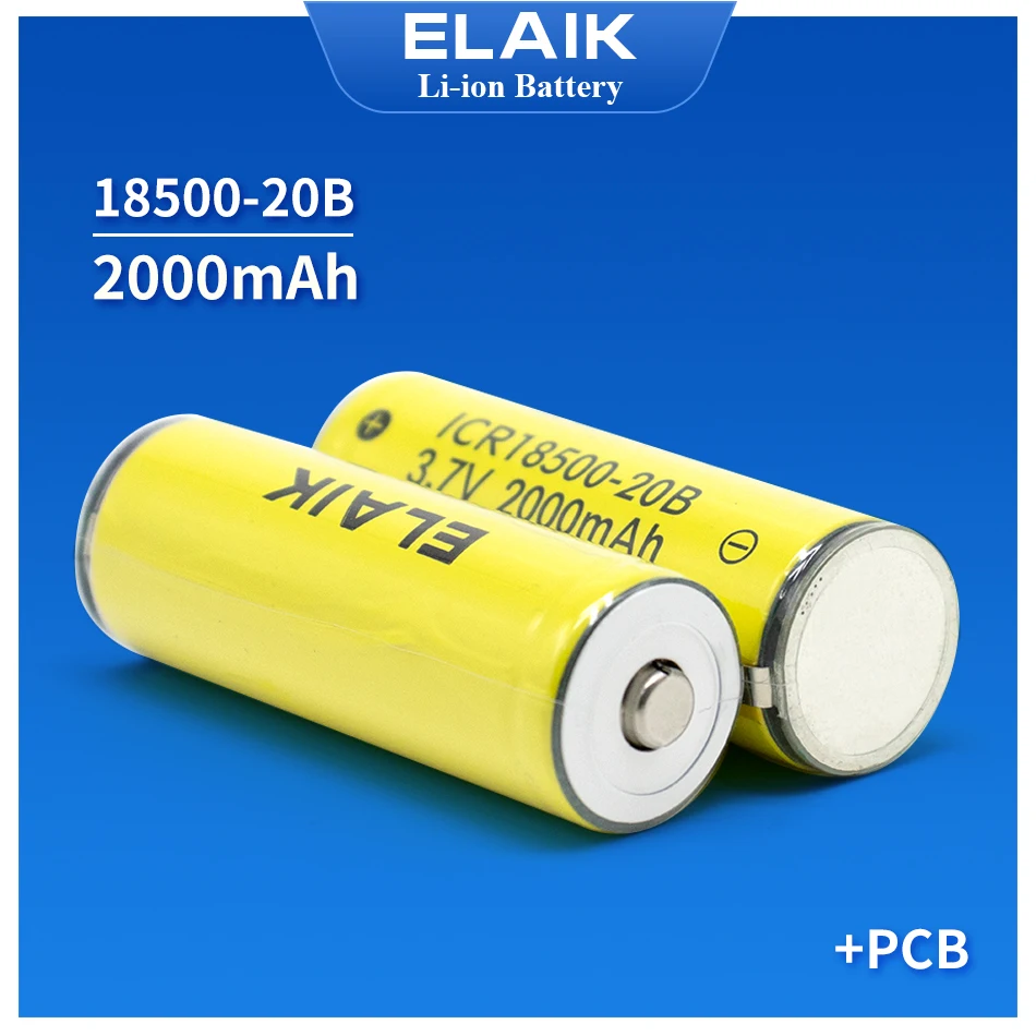 3.7V 18500 Rechargeable Battery ICR18500-20B 2000mAh Recarregavel Lithium ion Battery With PCB