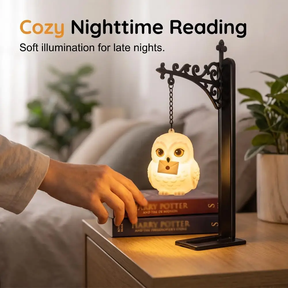 Metall-Bücherregal-Statuenlampe mit LED-Lichtern, Eulen- und Hirschfigur, Hängende Retro-Deko für Zuhause, Arbeitszimmer, Büro, Bücherregal, Geschenkzubehör – Detail 6