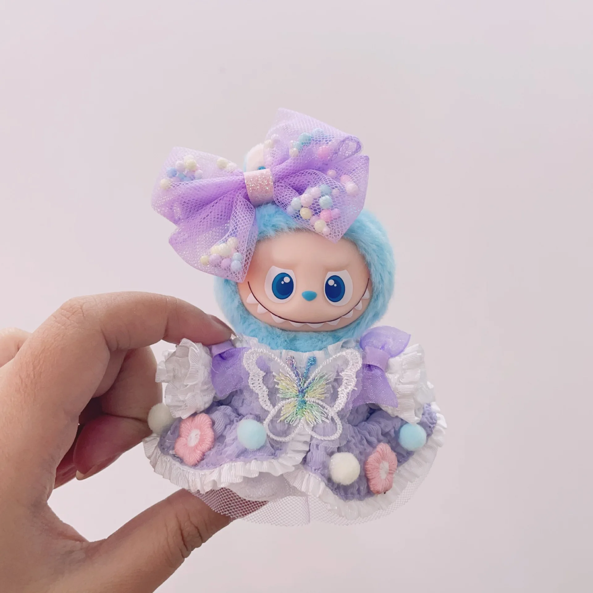 

4th Gen Mini Labubu Purple Butterfly Princess Dress Colorful Ball Gown with Sparkle Details for 10cm Vinyl Doll (Clothing Only)