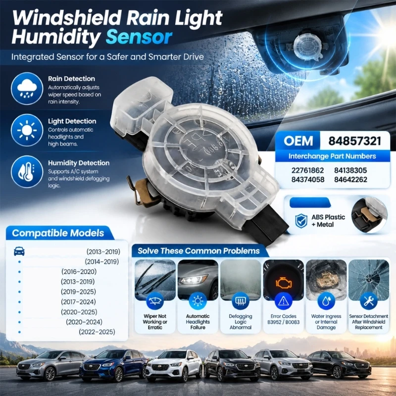 R9CC Automatic Wiper Rain with Exterior Light and Cabin Humidity Functions, Visible Rectangular Electrical Connection,