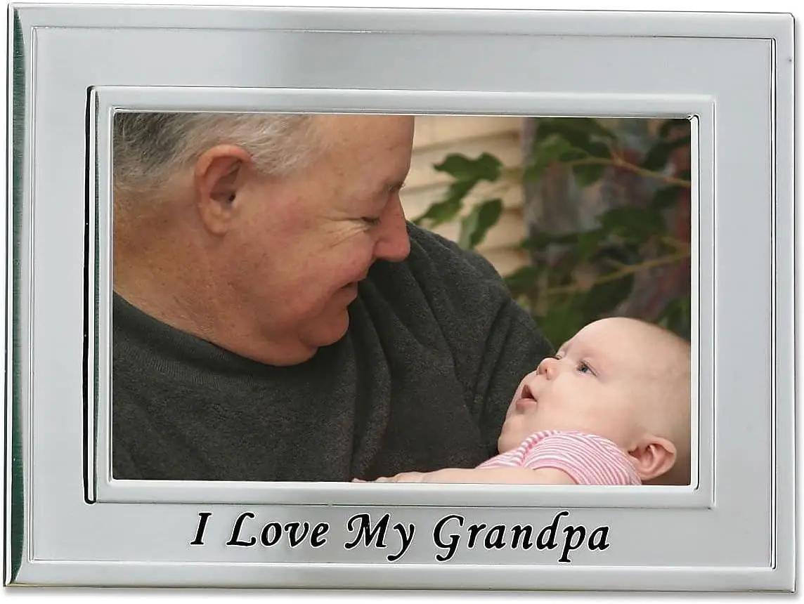 Lawrence Frames Sentiments Collection, Brushed Metal 4 by 6 I Love My Grandpa Picture Frame,Silver