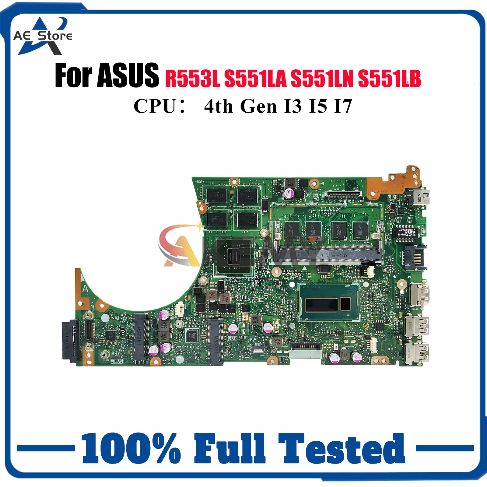 

S551LN Материнская плата для ноутбука ASUS VivoBook S551L R553L S551LA S551LN S551LB Материнская плата для ноутбука с процессором I3 I5 I7 100% тестирование ОК