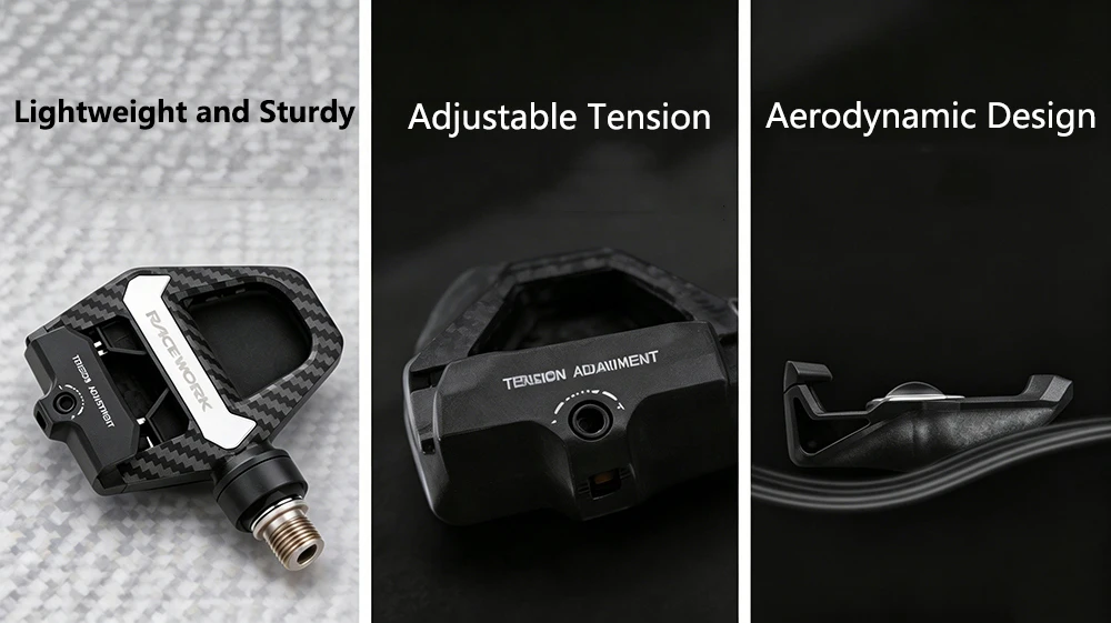 RACEWORK CARBON Rennrad Clip-in Pedale Superleichte Carbonfaser-Rennrad-Selbstverriegelnde Pedale mit Verriegelungsplatte – Detail 4