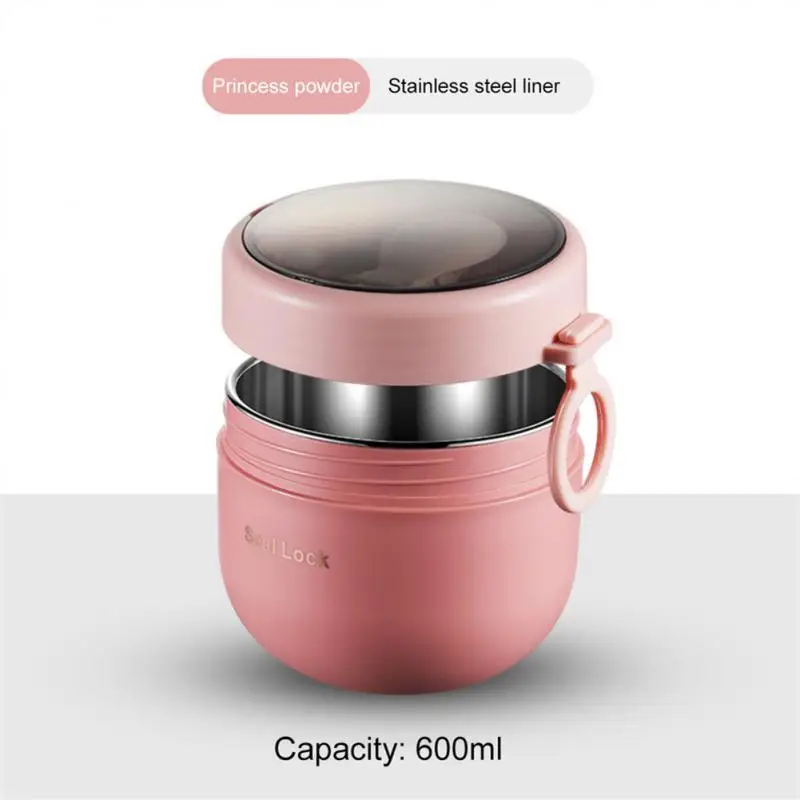 600ml Stainless Steel Soup Cup Breakfast Milk Portable Soup Jar Student Work Preservation Bowl Oat Cup Microwave Heating