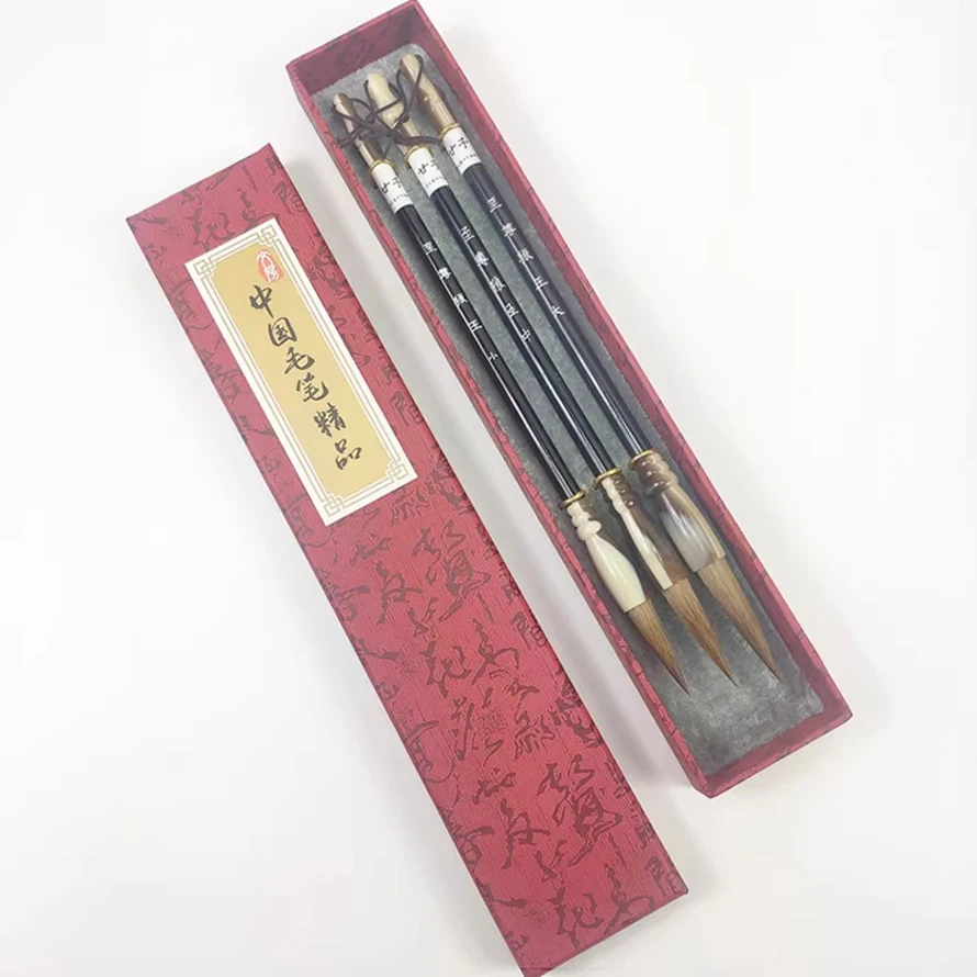 

Художественные принадлежности, набор каллиграфических кистей 3 размеров в подарочной коробке, из волчьего/смешанного ворса, профессиональный набор для письма и рисования для начинающих художников