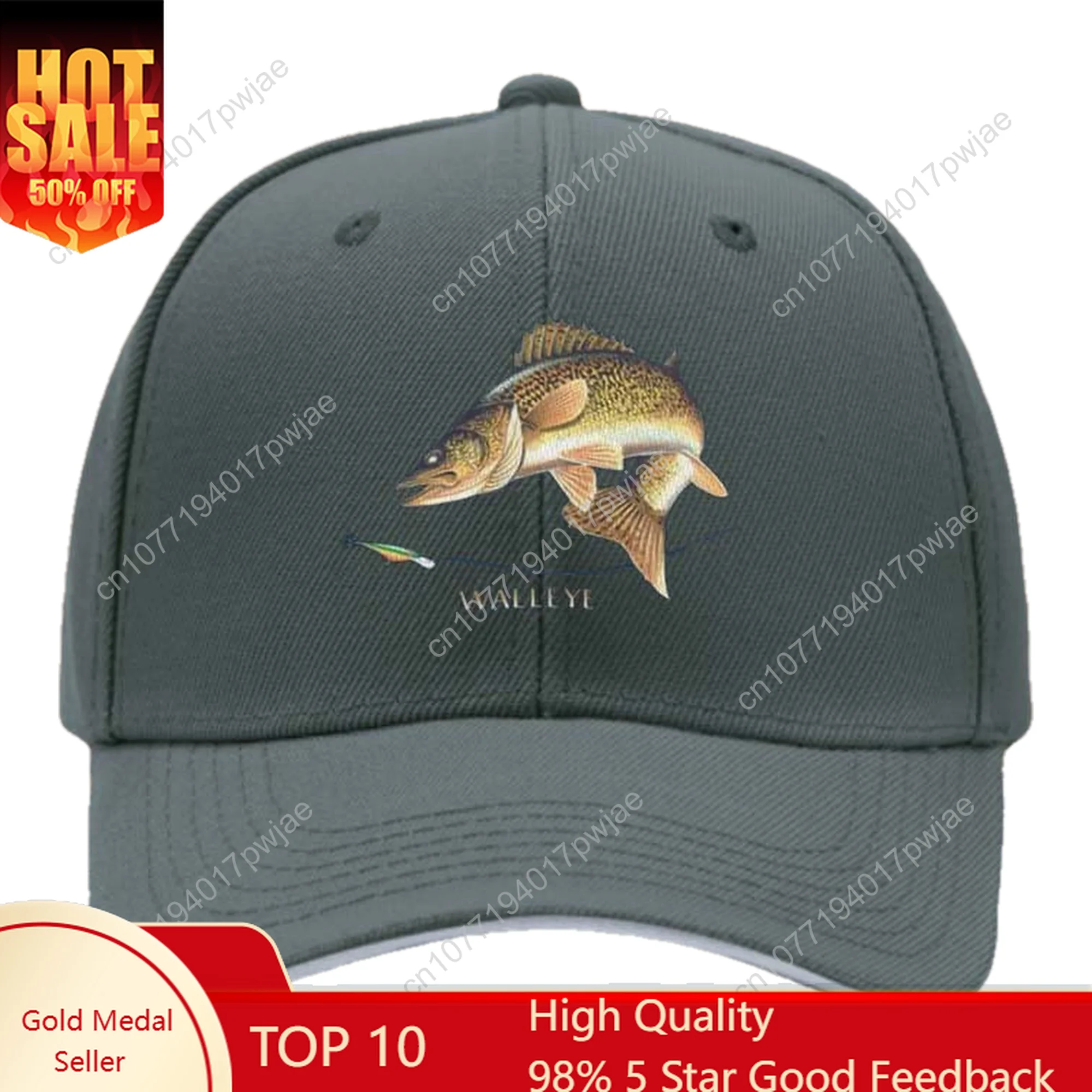 

Unisex Walleye Fish Trucker Hat - Adjustable Snapback Baseball Cap with Breathable Mesh Back, Lightweight Polyester, Cartoon Gra