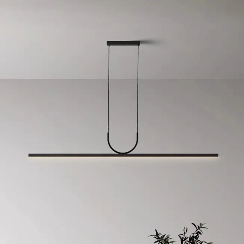 Modern Minimalist Restaurant Pendant Light Nordic Tea Room Office Bar Counter Straight LED Dining Table Pendant Light