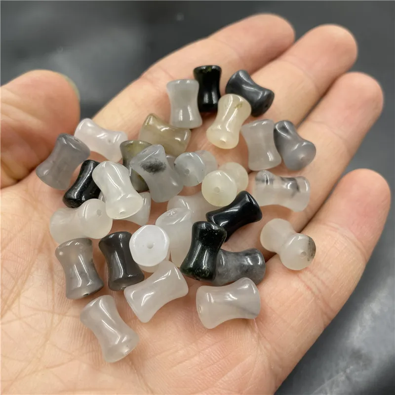 Cheap Jade DIYJewelry Accessories Black and White Blue and White Jade Bamboo Festival Loose Beads Loose Batch of High-Cut Beads