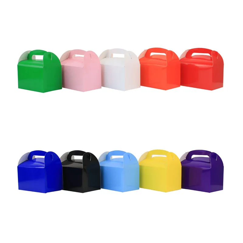 20/30/50PCS Handle Treat Box Biscuit Baking Apple Paper Candy Cookie Box for Guests Birthday Party Goodies Bag Packaging Favors