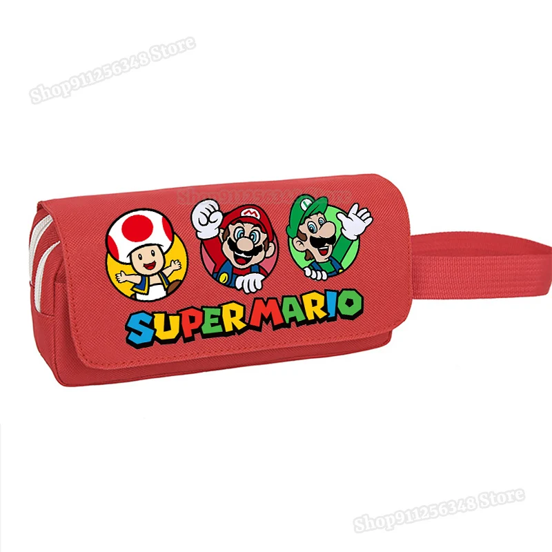 Super Mario Bros-estuche de lápices de gran capacidad, estuche de lápices de dibujos animados, bolsa de almacenamiento de papelería para