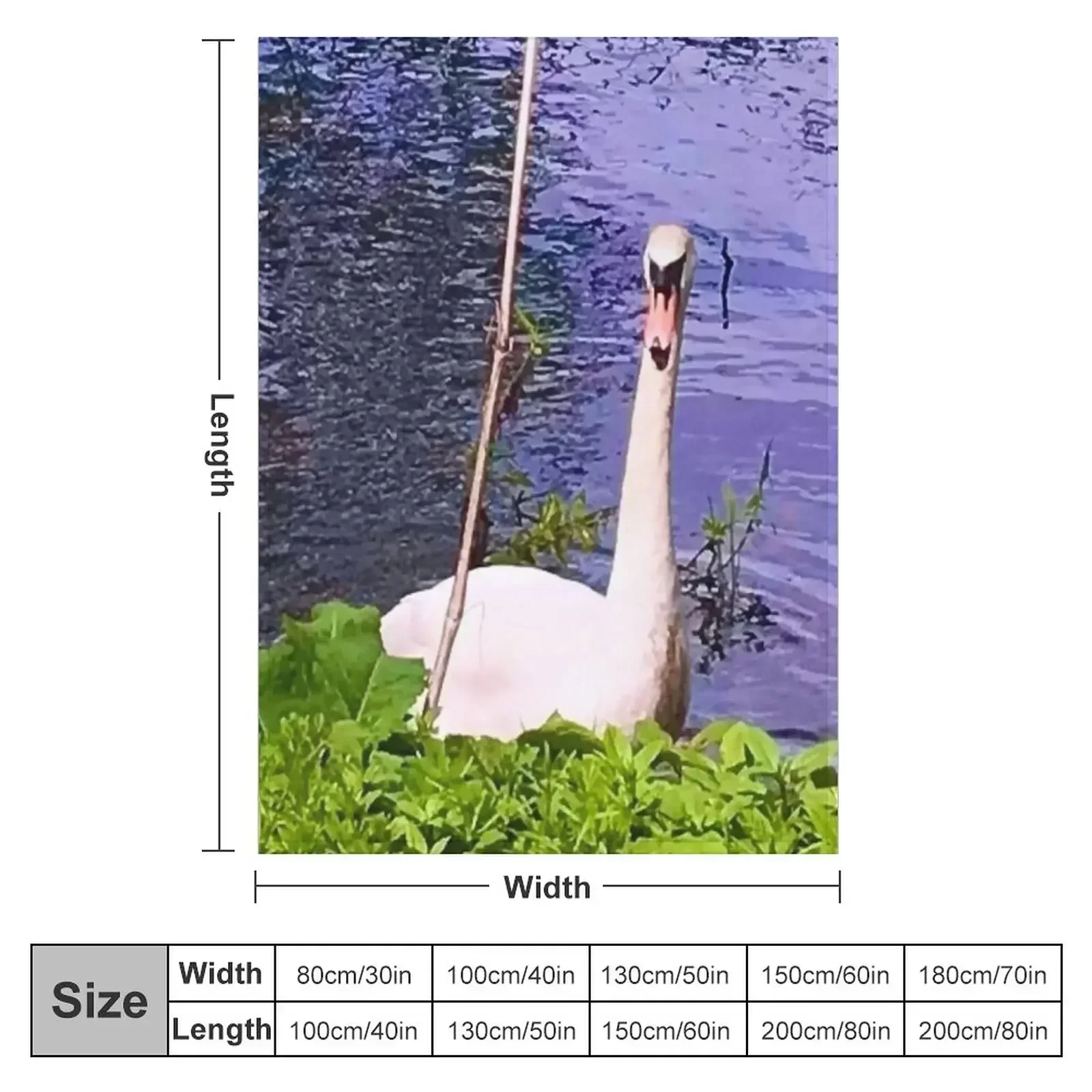 Swan by the river Throw Blanket couch cozy soft plush fuzzy picnic outdoor blanket