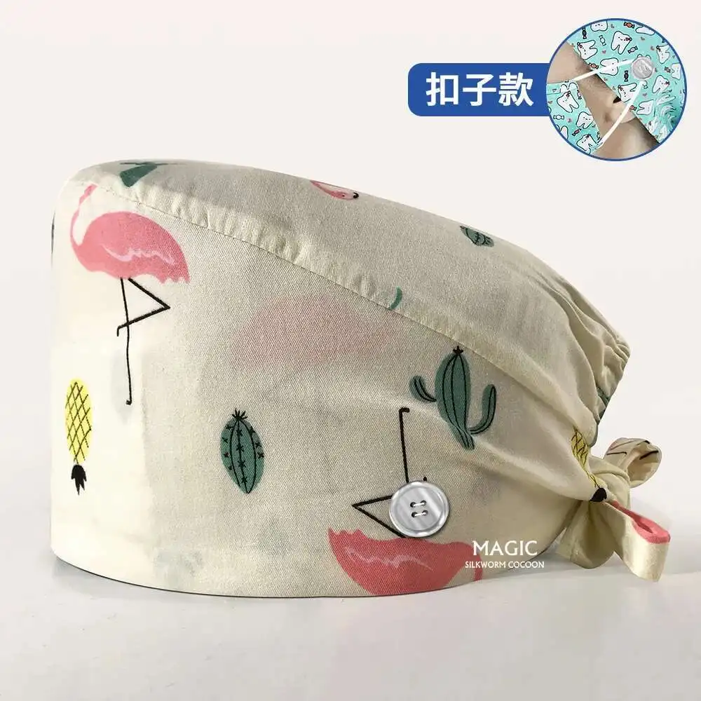 

Pure Cotton Surgical For Male Female Doctors And Nurses, Operating Room Dental Beauty Salon Work Hat, Printed Gourd Hat