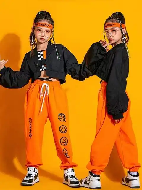 Cappotto allentato pantaloni della tuta da ballo Hip-Hop Performance Suit Rave Wear Kpop Kids Hip Hop abbigliamento ragazze Jazz Dance Costume