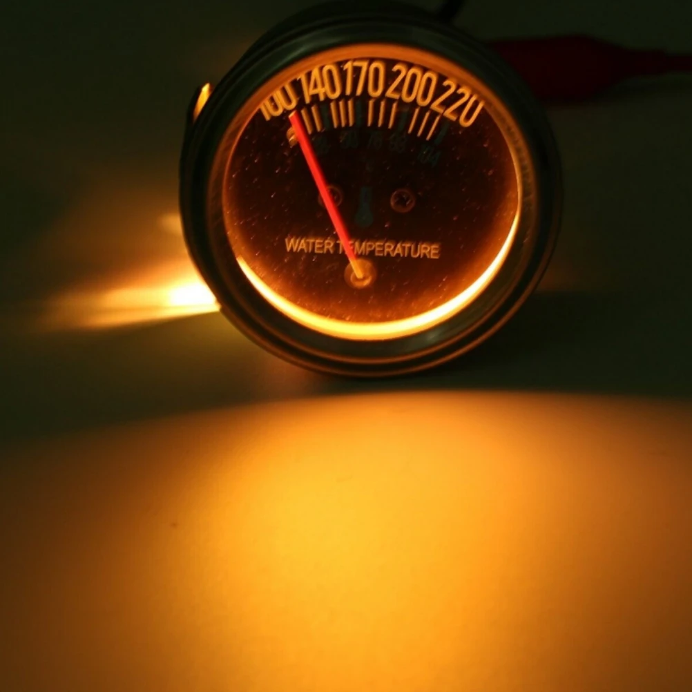 2'' 52mm Mechanical Black Metal Pointer Water Temp Temperature Gauge and Sensor ℃ and ℉ Black Face Yellow Bulb Backlight