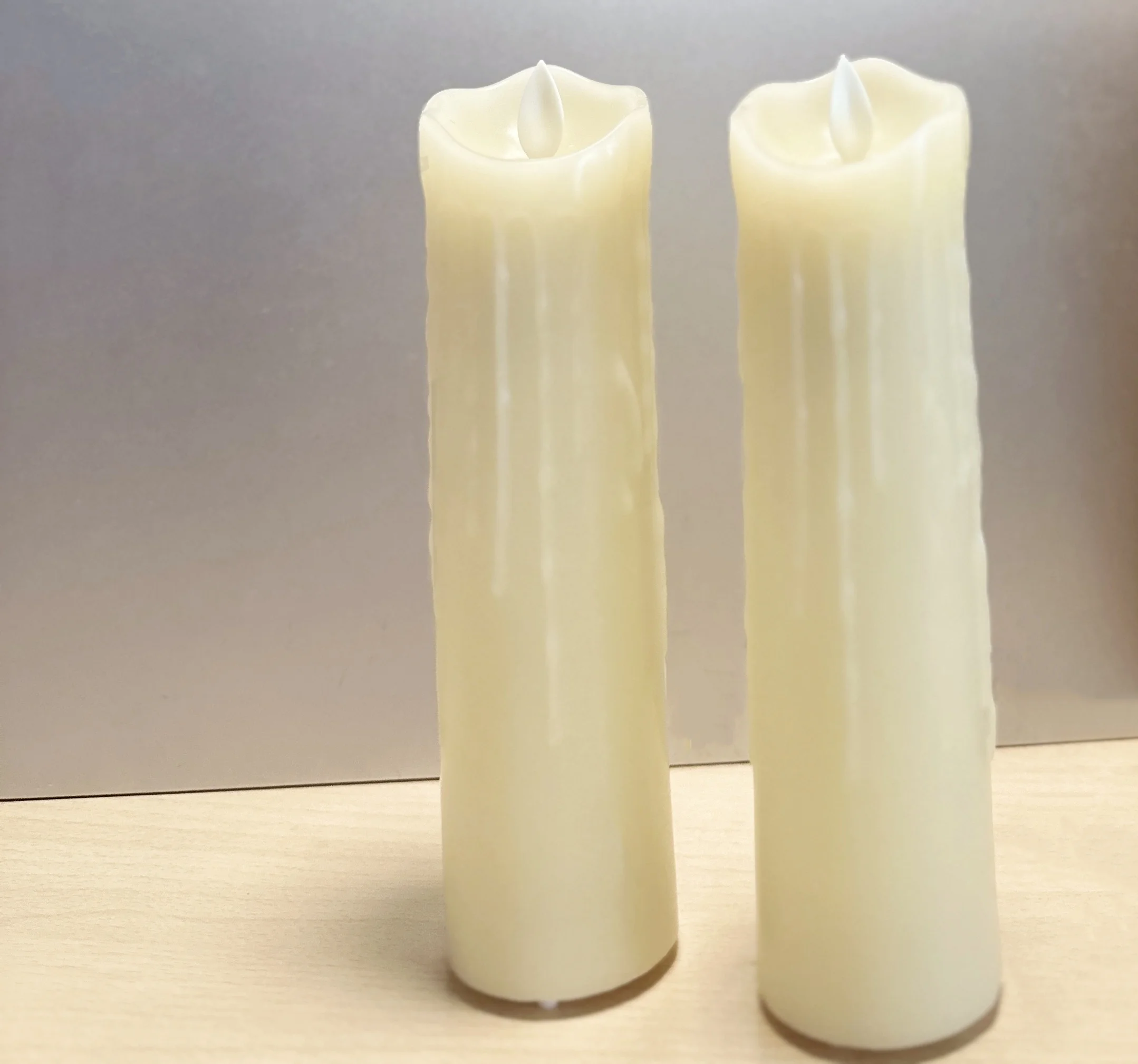 Simulated Dipped wax Led Pillar Paraffin Candle Wavy edge Moving wick Wedding Xmas Party Table Ambient lighting Decor 5.3CM(Dia)