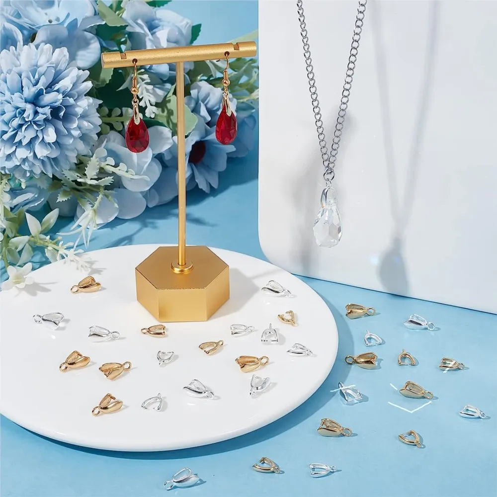 20개 스테인리스 스틸 참 펜던트 클립 클라스프 핀치 베일 클립 커넥터 DIY 펜던트 목걸이 주얼리 제작 재료