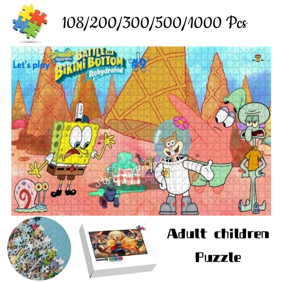 

Пазлы-головоломки Губка Боб: Битва за Бикини Боттом (Rehydrated) 108, 200, 300, 500, 1000 элементов для детей и взрослых, игрушка-подарок