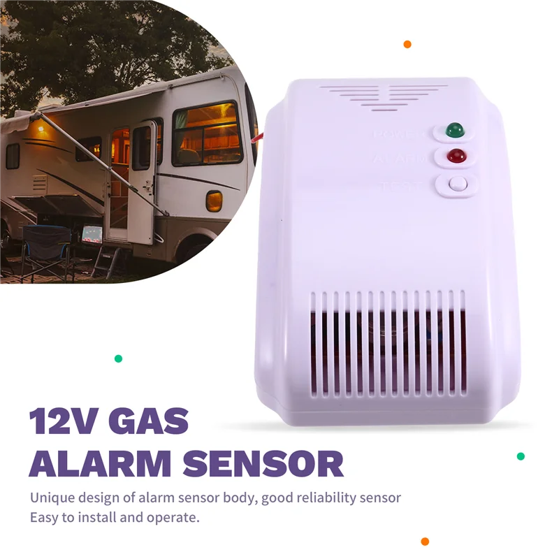LPG 12V 가스 경보 센서 프로판 부탄 누출 감지기 RV 캠핑 해양 안전을위한 방수 LED 플래시 소리 경고
