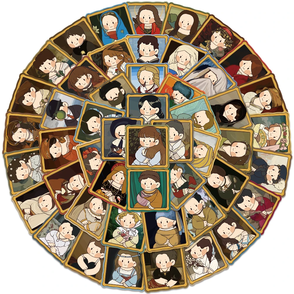 50pcs Q-version World Famous Painting Sticker Cartoon Character Decal DIY Notebook Diary Suitcase Fridge Teens Gifts Stickers