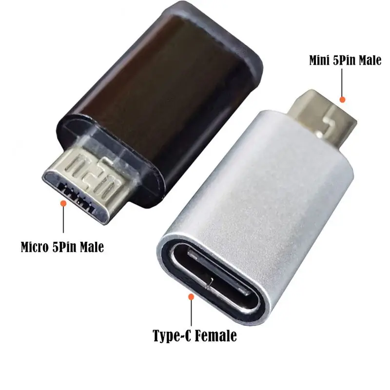 

Aluminum Alloy Data Adapter Type-C Female To Mini 5P Male Micro V8 USB Drive Mobile Phone Computer Adapter