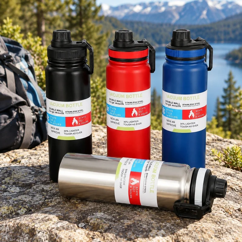 Insulated Stainless Steel Thermal Flask 600-1000ML Vacuum Bottle for Sports and Travel, Maintains Temperature Hot & Cold
