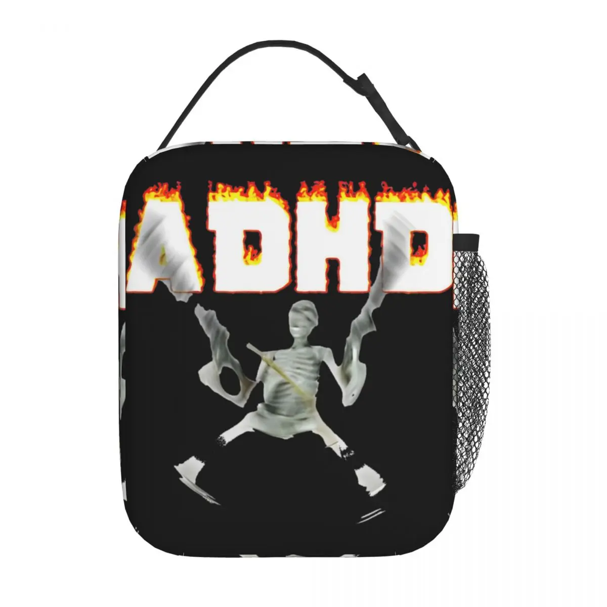 

Funny ADHD Skeleton Meme Product Insulated Lunch Bag For Travel Food Storage Bag Portable Cooler Thermal Lunch Box