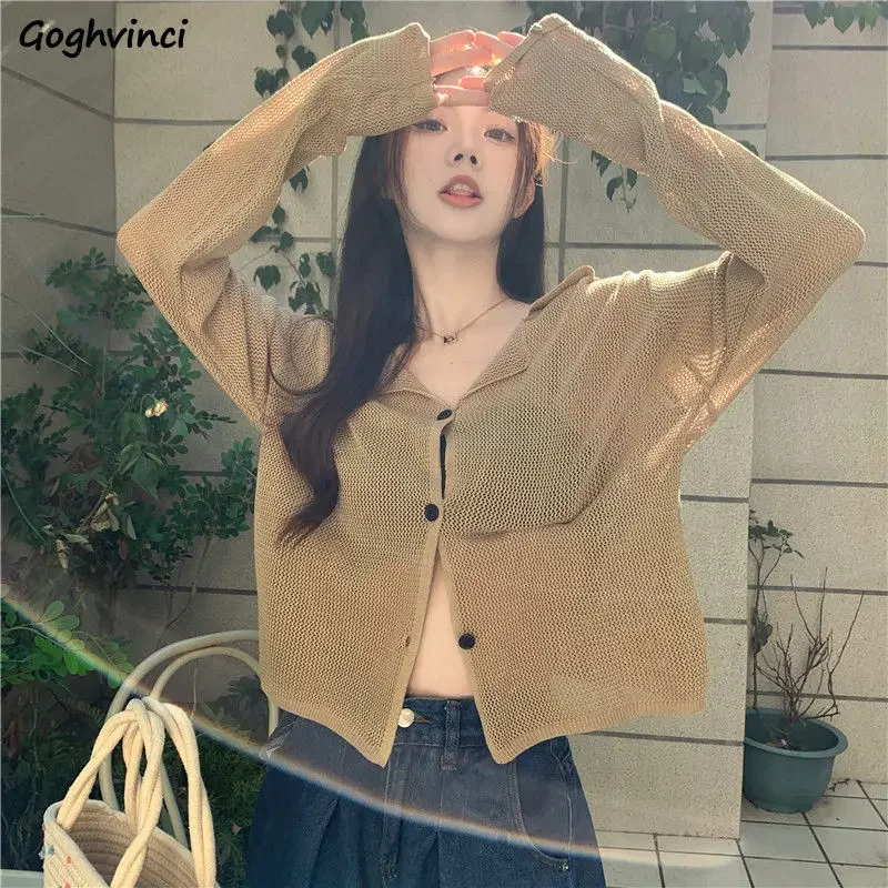 

Cardigan Women Casual All-match Comfortable Mesh Gentle Long Sleeve Sweet Breathable Chic Spring Fashion Korean Style Daily New