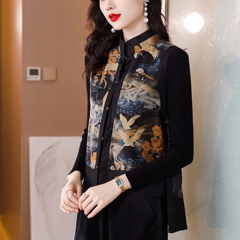 Chinese Vest 2023 Spring New Ethnic Style Retro Large Size Velvet Spliced Waistcoat Sleeveless Printed Reversible Coat Tops Z928