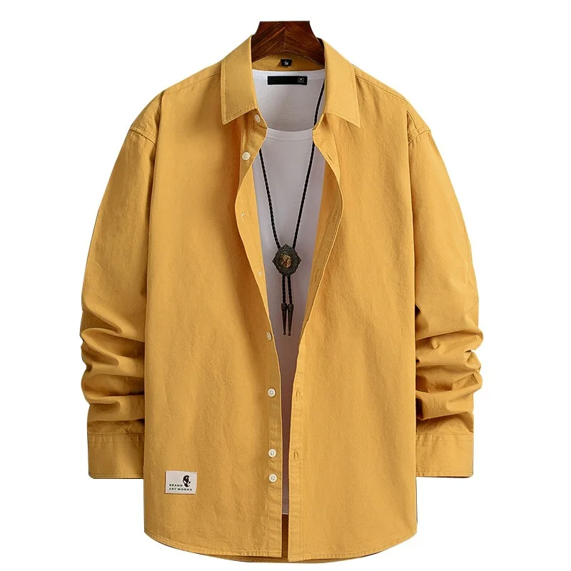 

Spring New Arrival Men's Long Sleeve Solid Color Cotton Shirt Casual Workwear Jacket