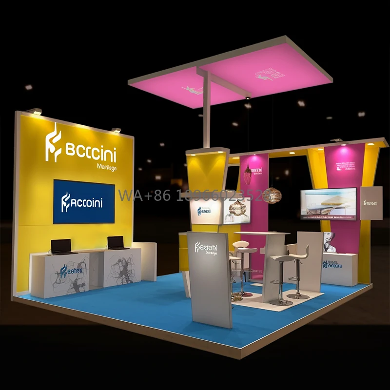 Modular Floor Standing Led Backlit Tension Fabric Modern Exhibition Light Box 10 X 10 Trade Show Booth Display