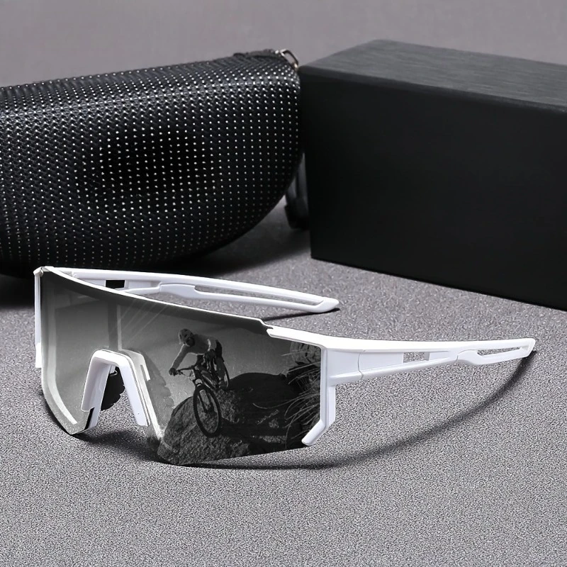 1pc Unisex Half-Frame Sports Sunglasses, UV Protection, Includes Case & Cloth