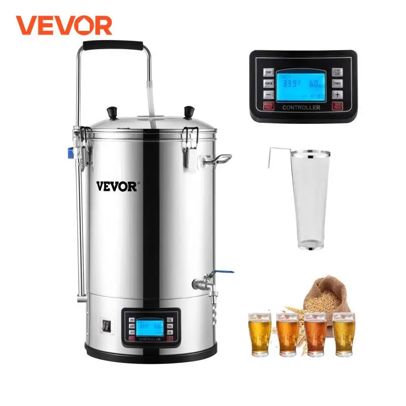 VEVOR 35L 110/220V 304 Aço Inoxidável All-in-One Home Beer Brewer Elétrica Brewing Sistema com Bomba Brewing Beer Equipamentos Kit