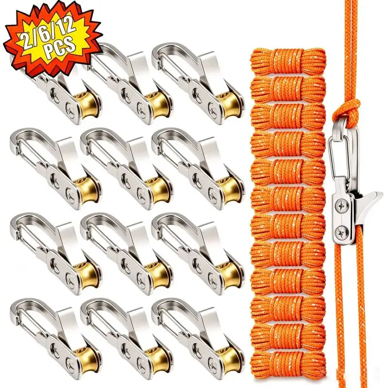 Roller Tensioner Tent Rope Adjuster Rustproof Aluminum Alloy Quick Release Self-Locking Lightweight Outdoor Camping Accessories
