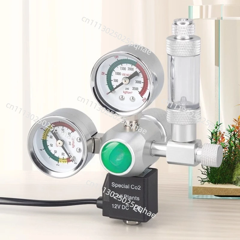 Aquarium CO2 Pressure Regulator Fish Tank Reducing Valve Double Gauge Bubble Recorder Magnetic Solenoid Valve Kit
