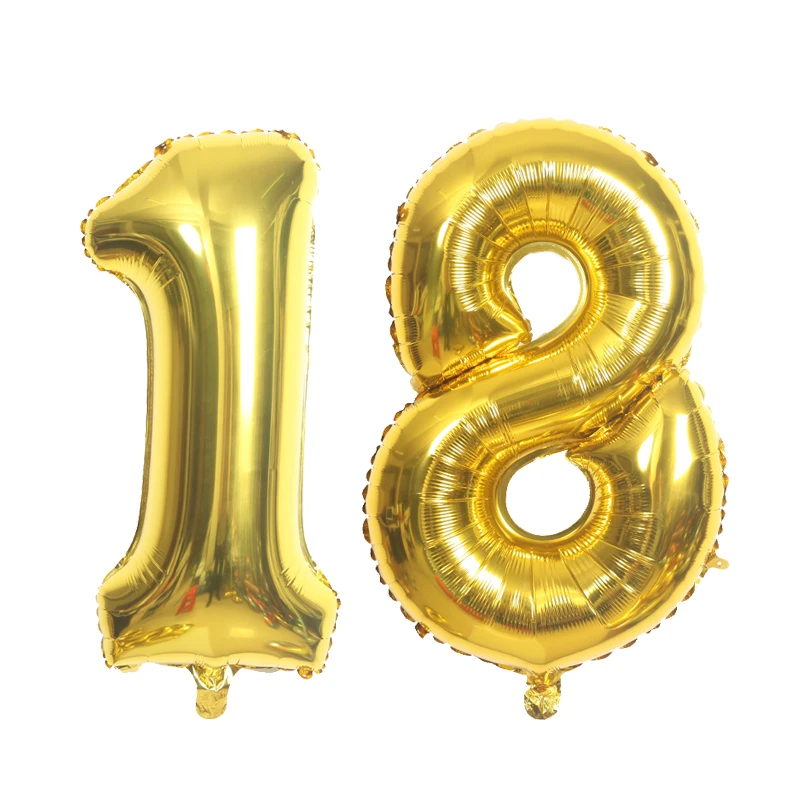 16/32/40inch Gold silver Helium Number Balloon 0-9 Birthday Wedding Party Decorations Foil Balloons Kid Girl Boy Toy Baby Shower