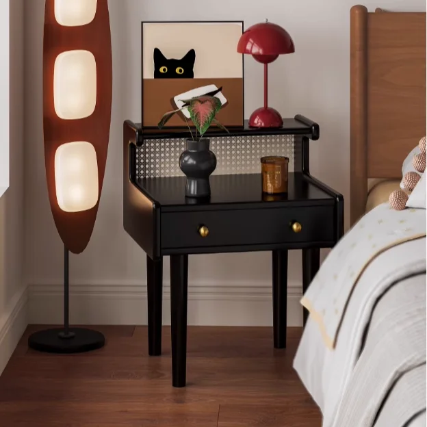 Nachttisch Rattan Doppelschicht Sofa Wandschrank