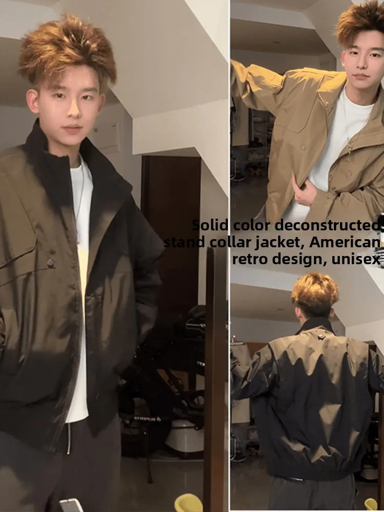 

Мужская бейсбольная куртка в стиле ретро в американском стиле, жесткая спецодежда, верхняя одежда, осеннее пальто High Sensation Cool Guy Faion