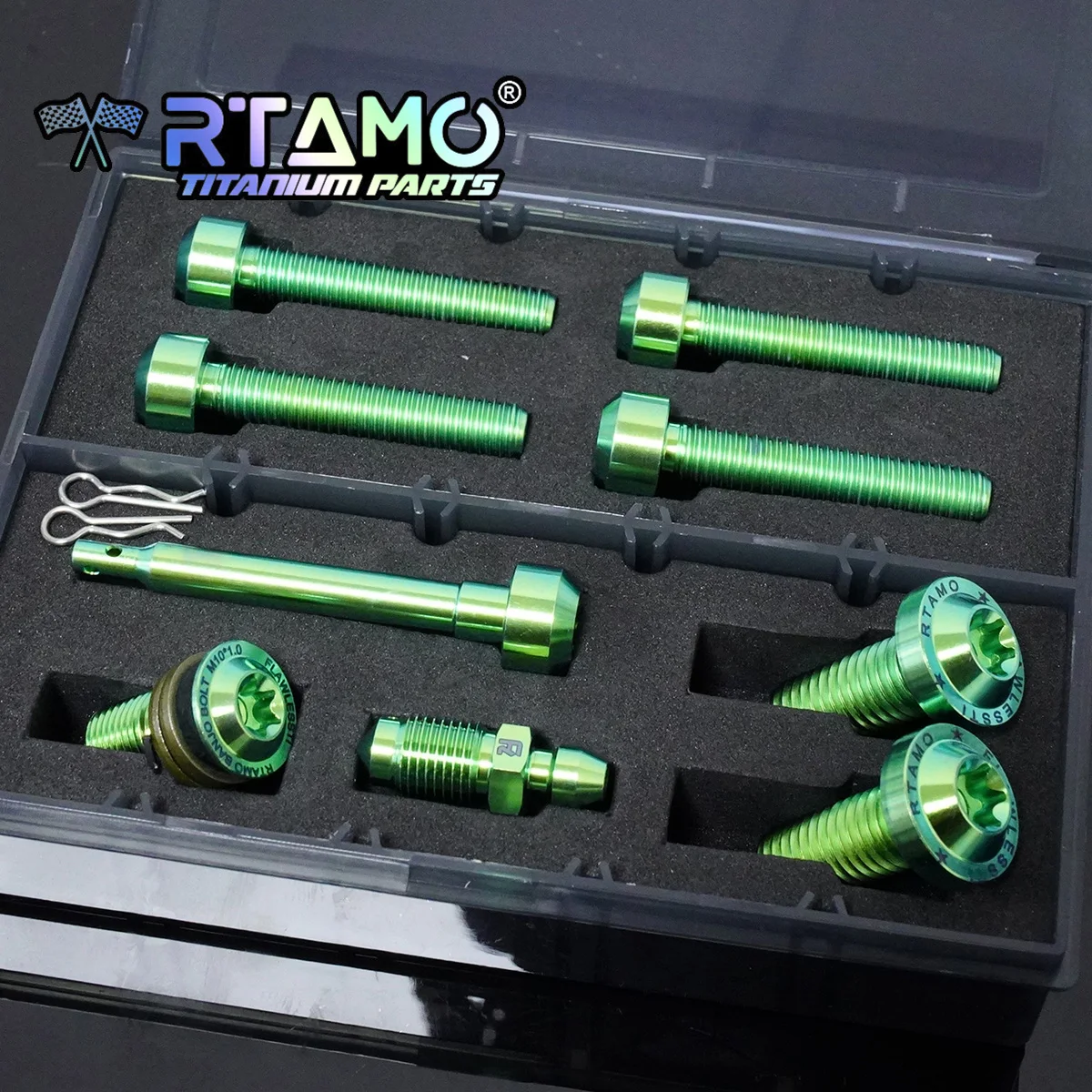 RTAMO Titanium Caliper Bolts Screws M8 M10 Fit for Brembo P4-40R (Basic 4 Pot) Calipers