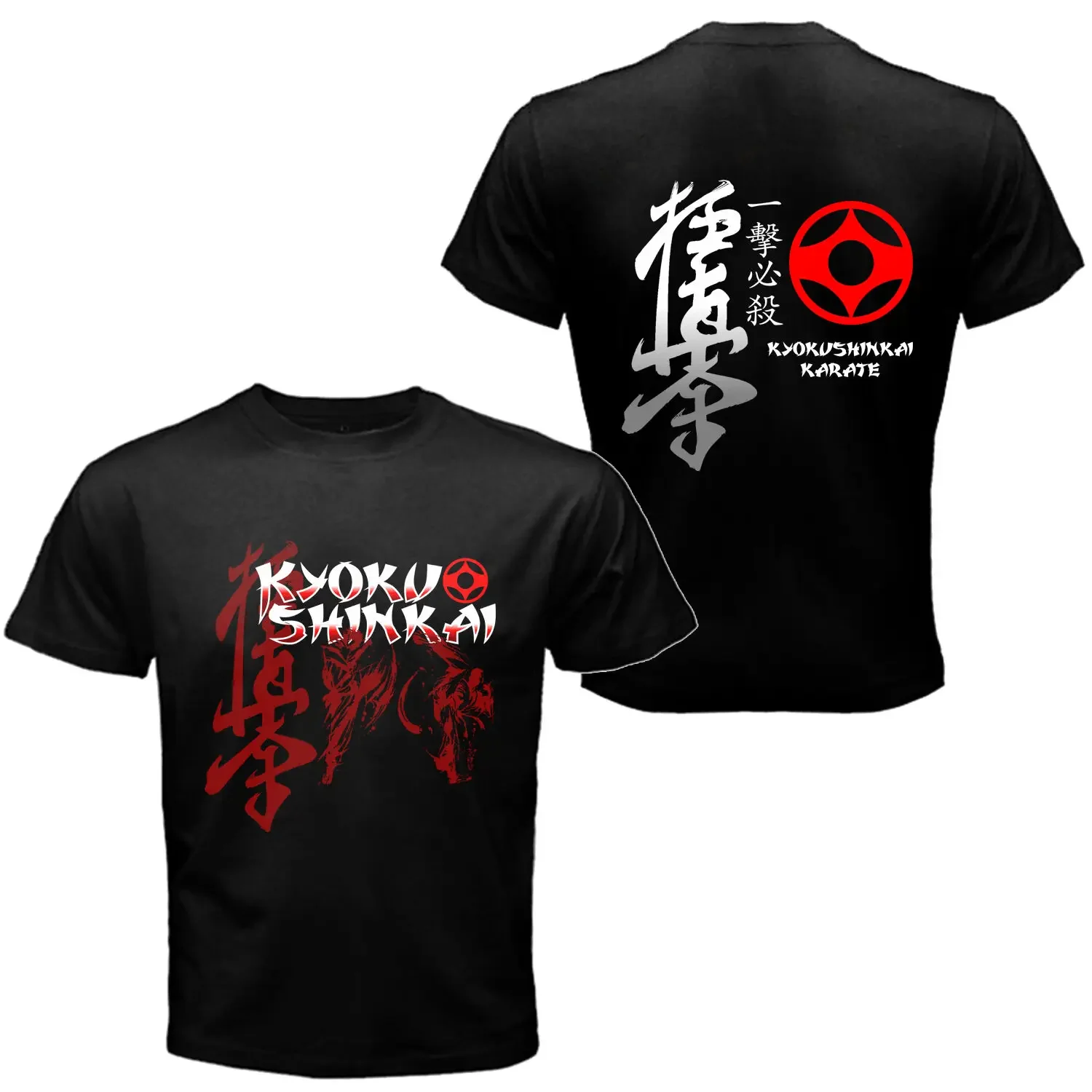 Kyokushin Kai Kan Karate Click Kill Mma Mixed Martial Arts Printed Pattern Cotton T-shirt Men's and Women's Short Sleeves