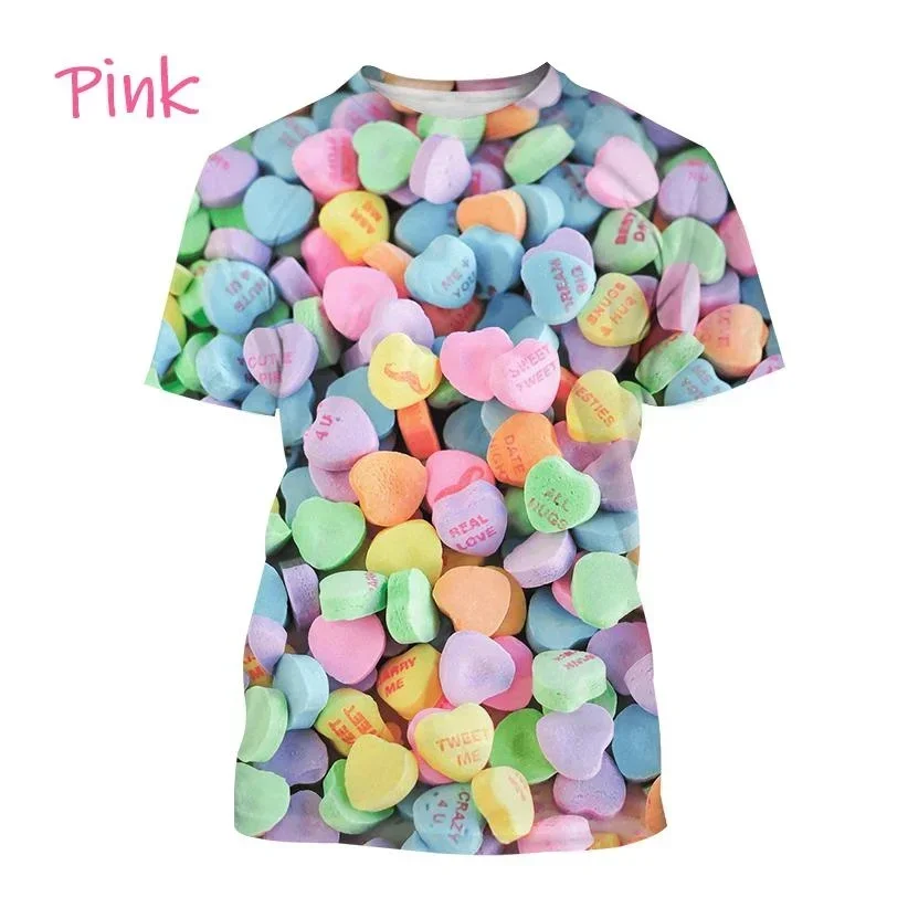 

Casual T-shirts, 3D-printed Summer Chocolate Candy T-shirts, Unisex Fashion Clothing T-shirts