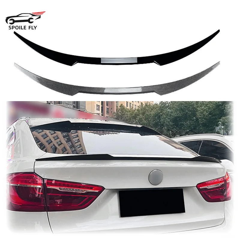 

2014 2015 2016 2017 2018 2019 For BMW X6 F16 Car Rear Spoiler Trunk Wing Lip By ABS Gloss Black Carbon Fiber Body Kit Cover