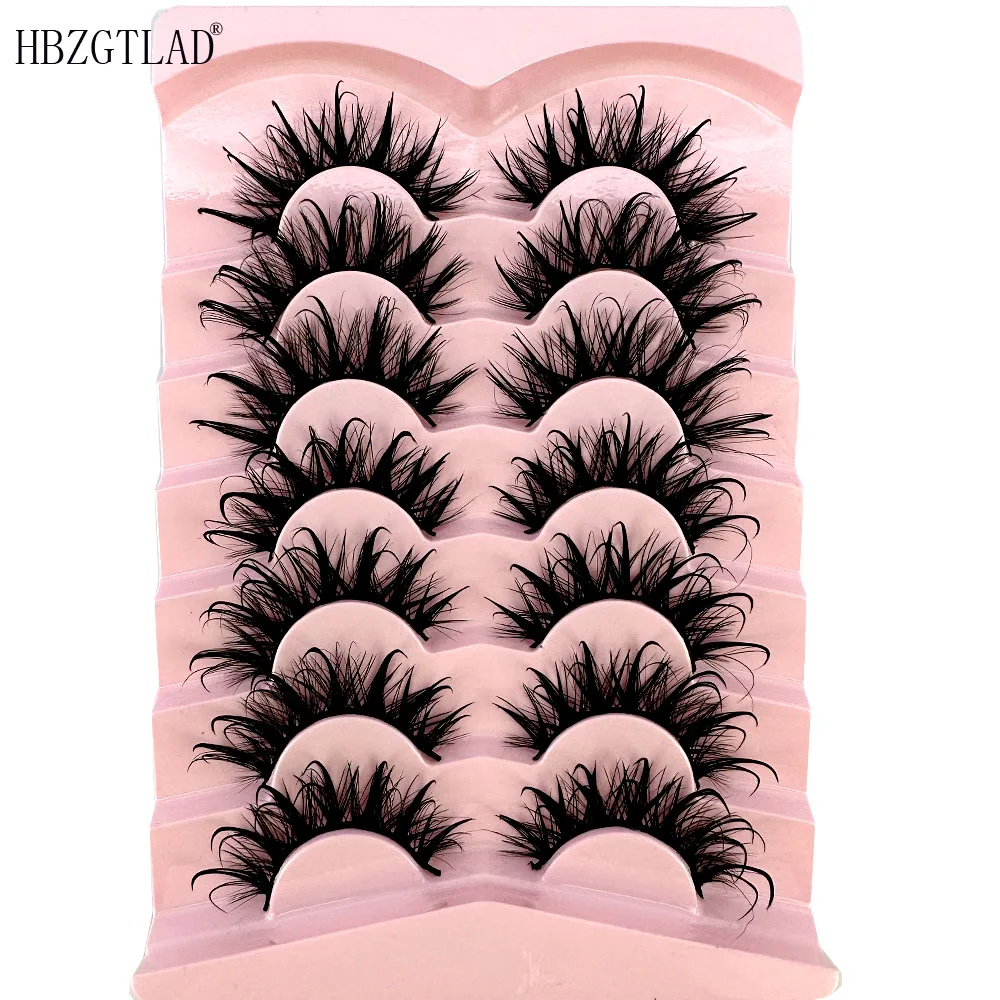 New 7Pairs Design Wet Manga Lashes 3D fluffy Eyelash Extensions Makeup Fashion Long Thick Natural Fake Eyelashes