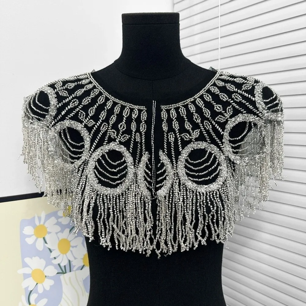 Classic 1920s Style Shawl Wrap Beaded Tassels Evening Cape Fringed Embroidery Wedding Scarf Wedding Bridal