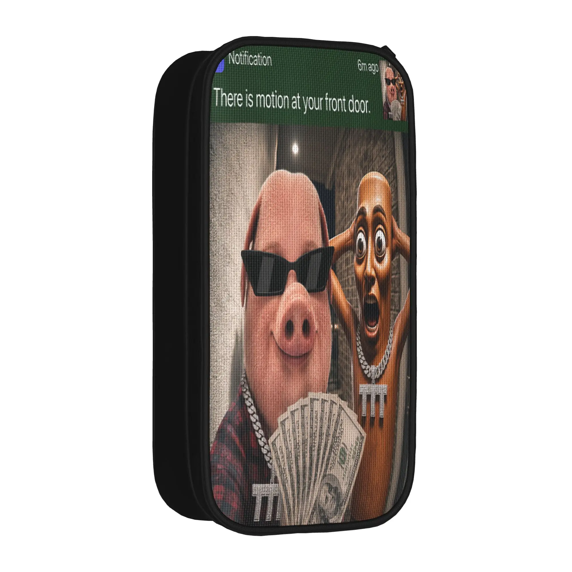 There is Motion at Your Front Door Tung Sahur and Jonh Pork Pencil Case Large Pen Box Child Zipper Cute School Pencil Cases