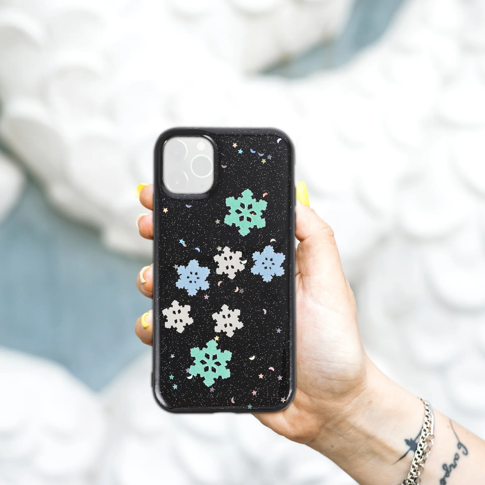 

60Pcs Miniature Christmas Decorations Snowflake Charms Resin Flatback DIY Craft Supply for Jewelry Hairpins Bracelets Home