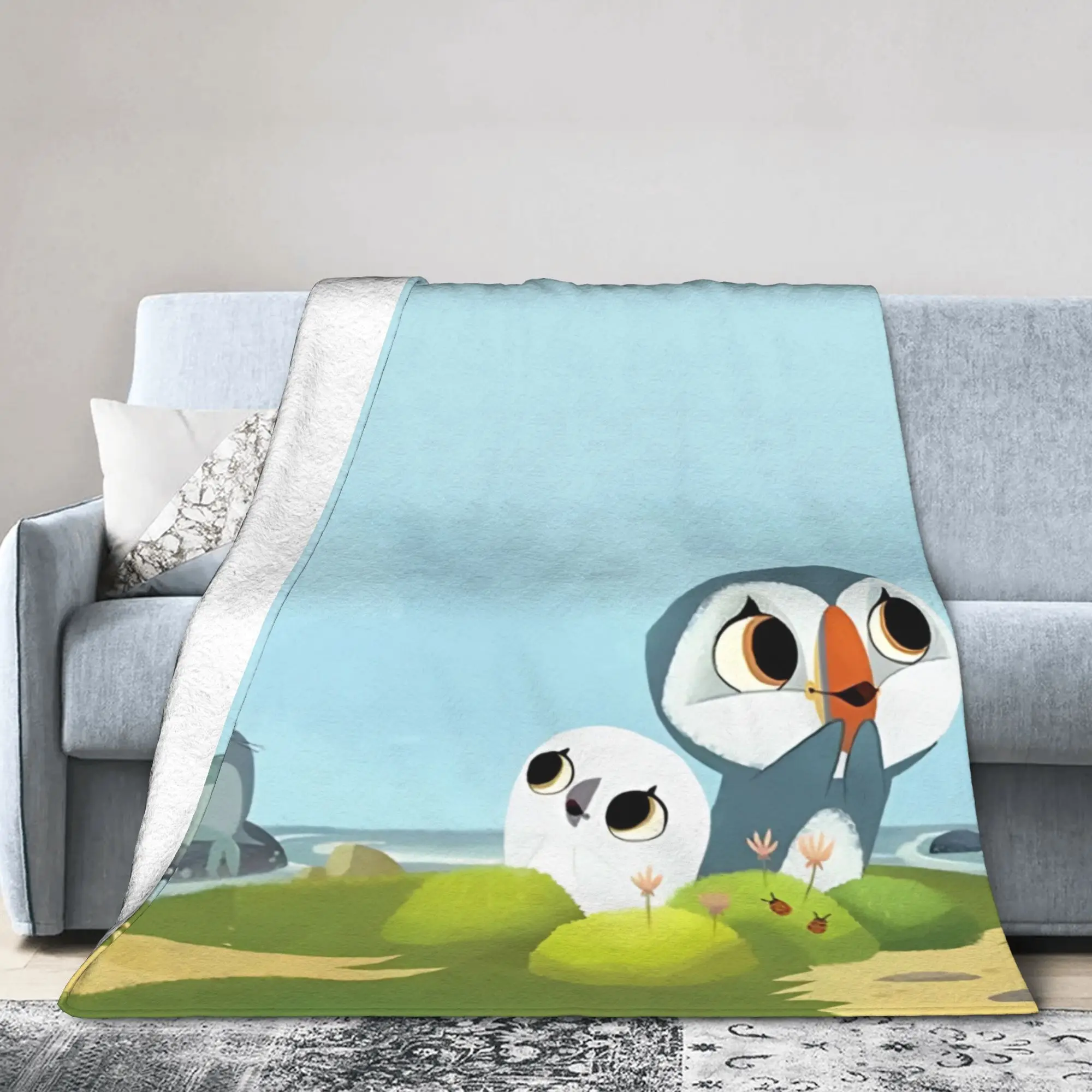 Oona and Baba Puffins Rock Blanket  Flannel Awesome Warm Throw Blanket for Bed Sofa All Season,